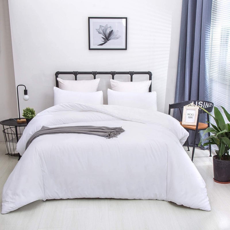 Houseri White Comforter Sets Twin Size Solid White Bedding Comforters for Kids Girls Boys Soft Cozy Comfy Plain All White Bed Quilt Cute Light Durable College Preppy Dorm Bedding Set Twin - Image 1